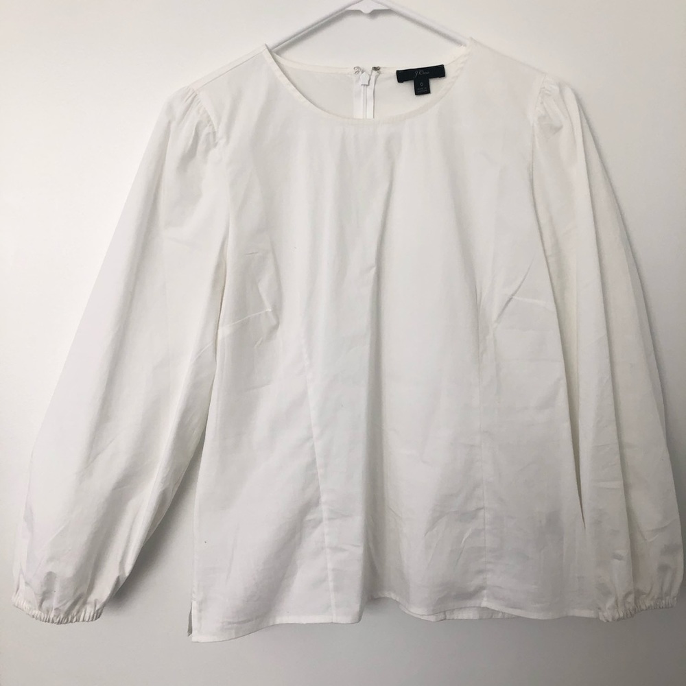 J.Crew White Cotton Puff Sleeve Top